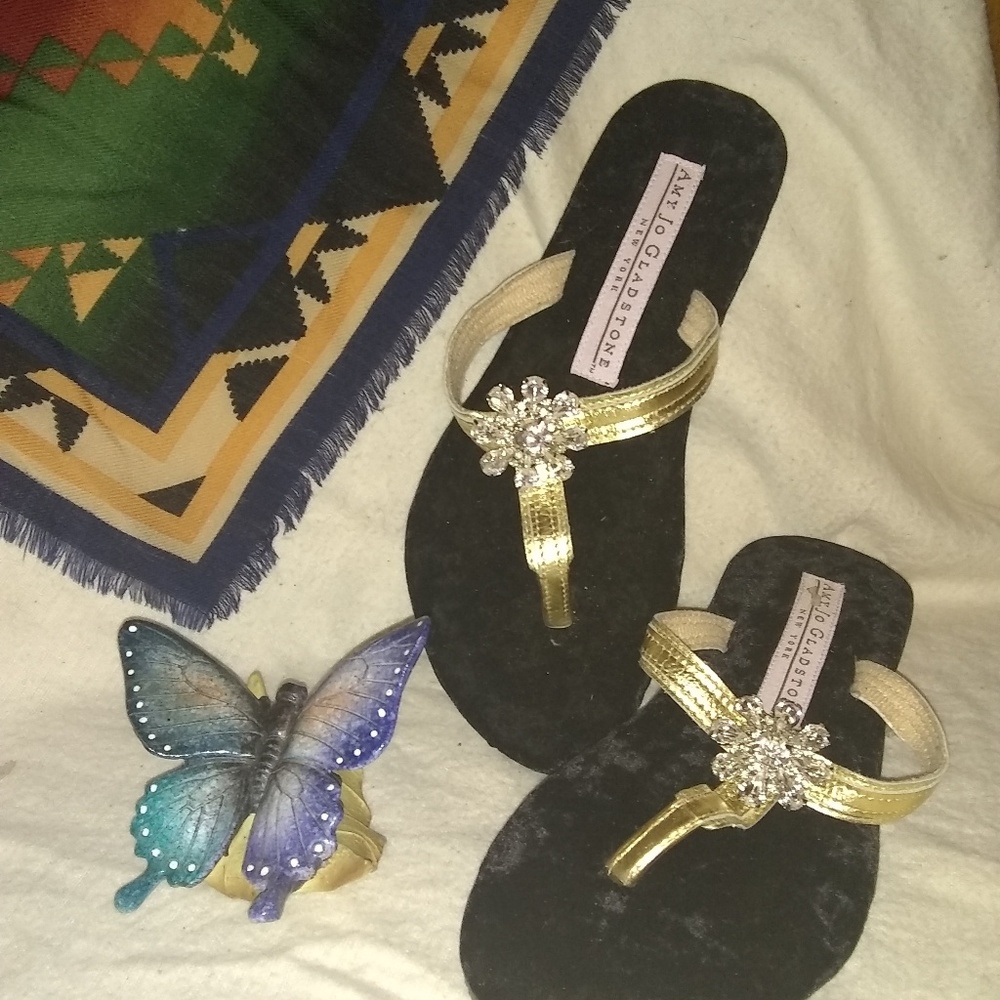 Amy Jo Gladstone Velvet & Rhinestone Sandals